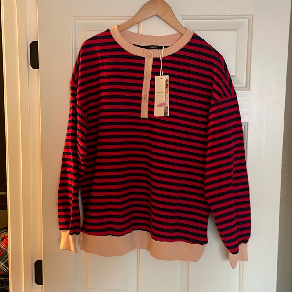 Dokotoo Women’s Long Sleeve Striped Shirt Size M